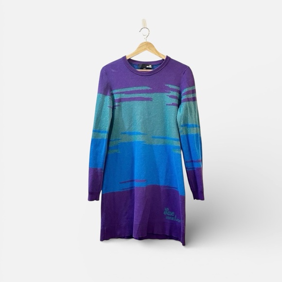 Love Moschino Women's Colorblock Long Sleeve Ribbed Knit Sweater Dress Size 10